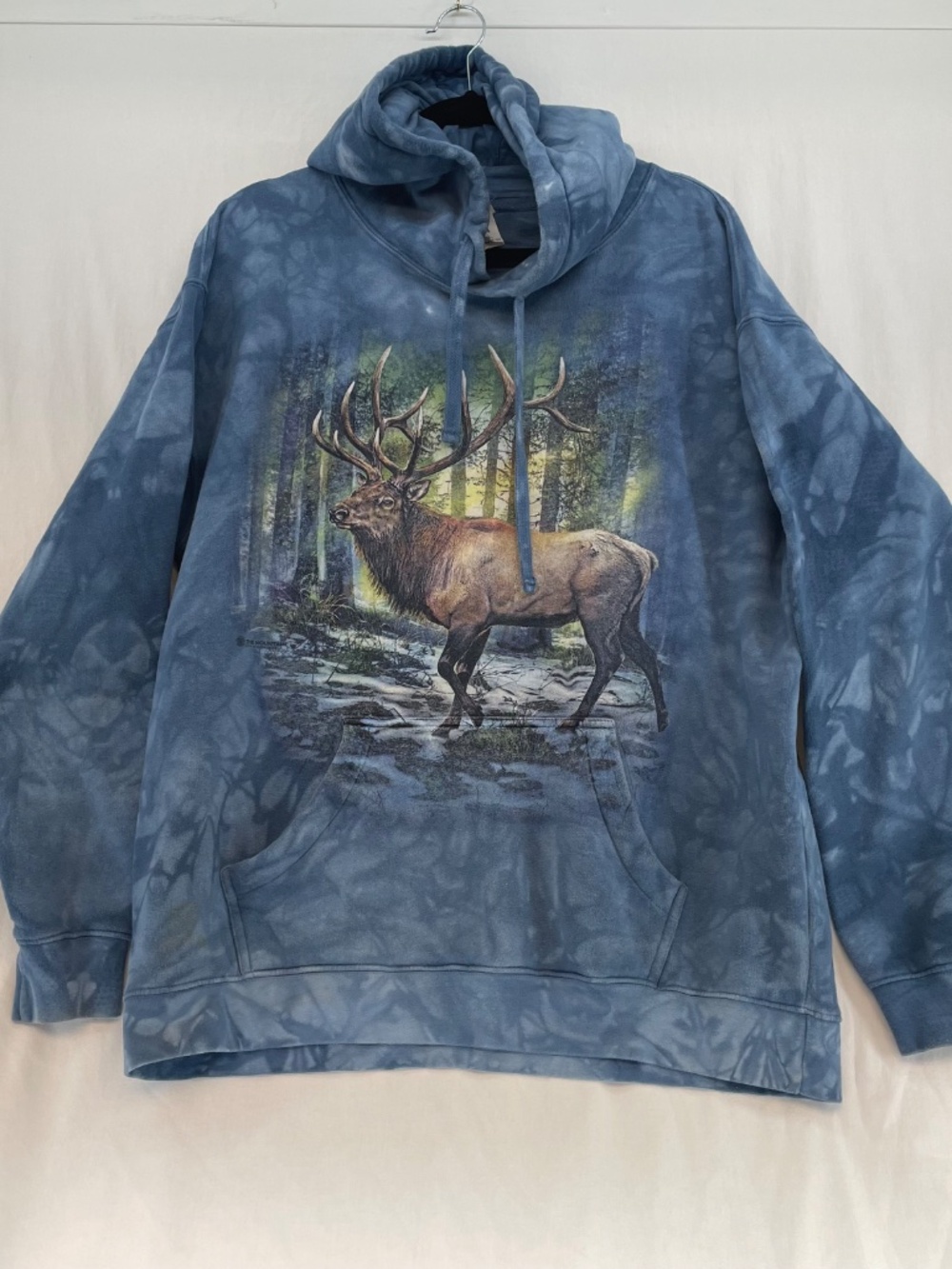 The Mountain Deer Buck Graphic Hoodie Blue Tie-Dye Men’s Size Large